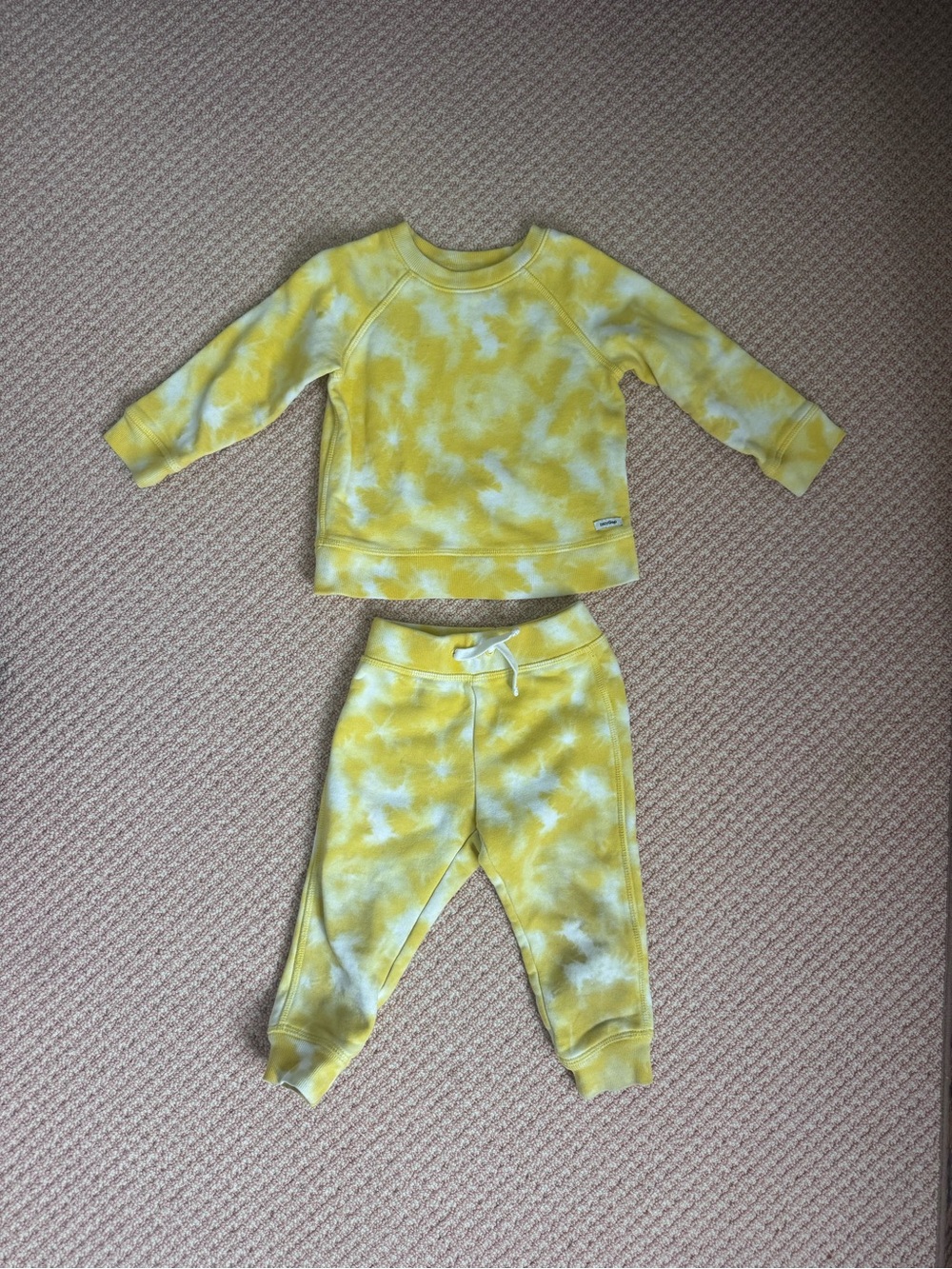 GAP Yellow Tie-Dye Kids Sweatshirt & Jogger Set Size 18-24 mo